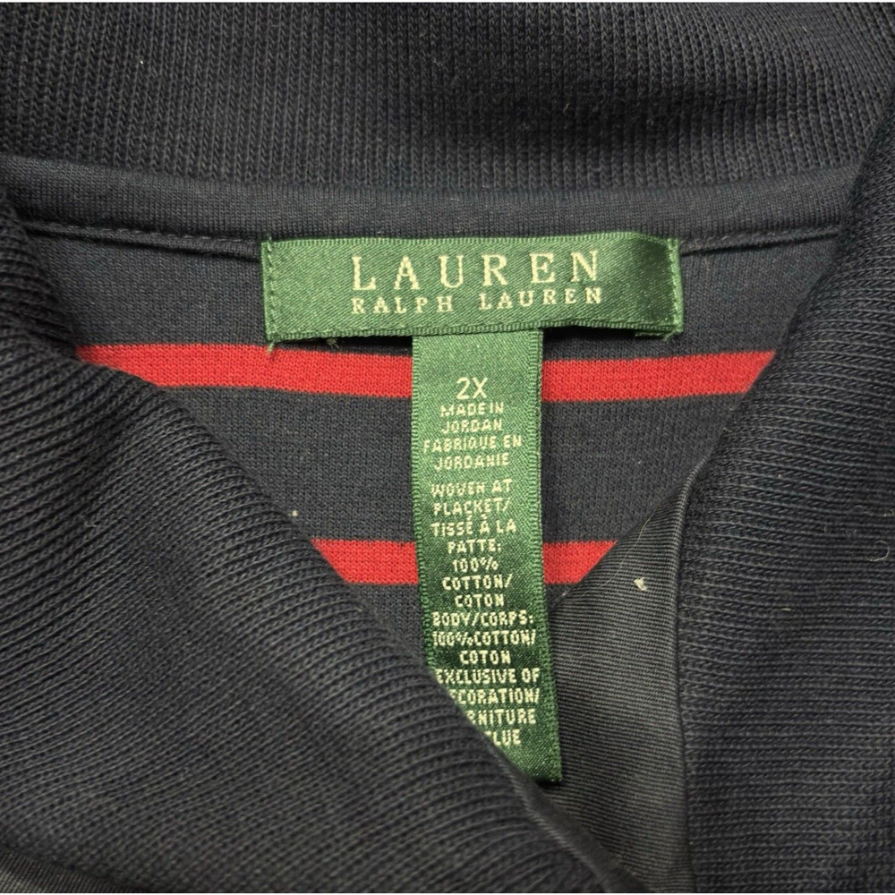 Lauren Ralph Lauren Top 2X Blue Red Stripe Long Sleeve pullover Nautical Boating - Picture 4 of 9